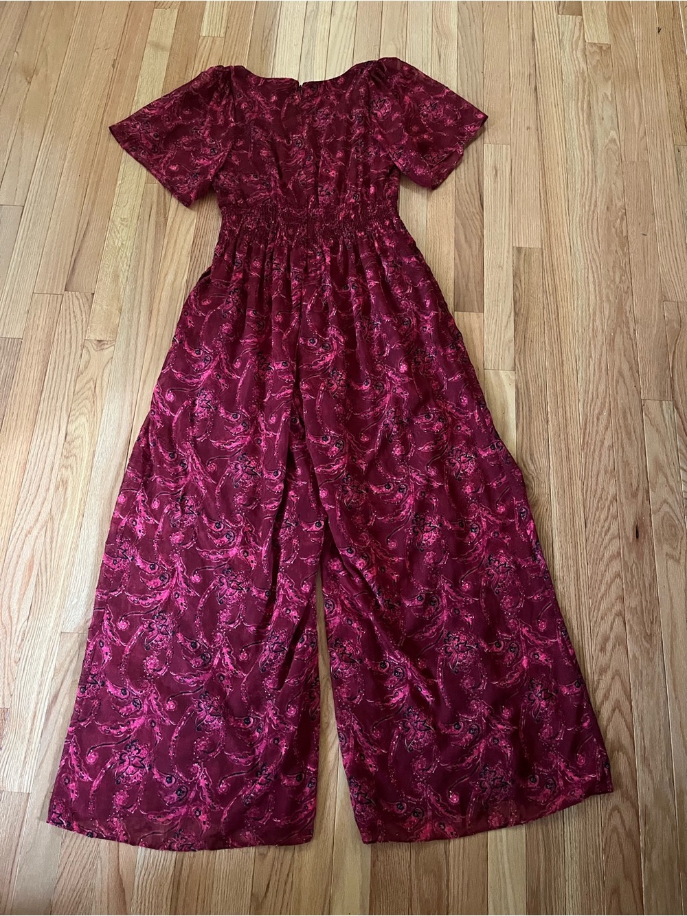 Taylor Pink Paisley Print Wide Leg Jumpsuit 10 Flowy Romantic Cottagecore Summer - Picture 11 of 12